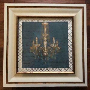 Ivory & Gold Framed Quatrefoil Chandelier Print #2